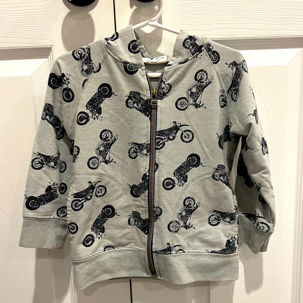 Bitz Kids Motorcycle Hoodie Zip Up Sweatshirt - Grey - Size Toddler 3/4